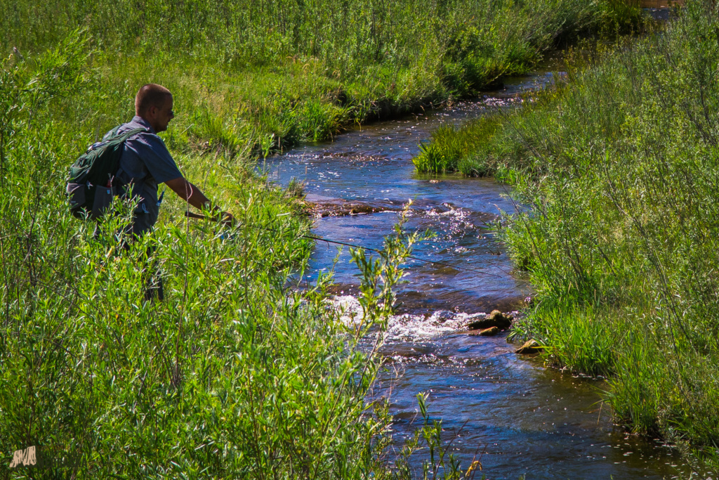 Man fishing at Soldier Creek