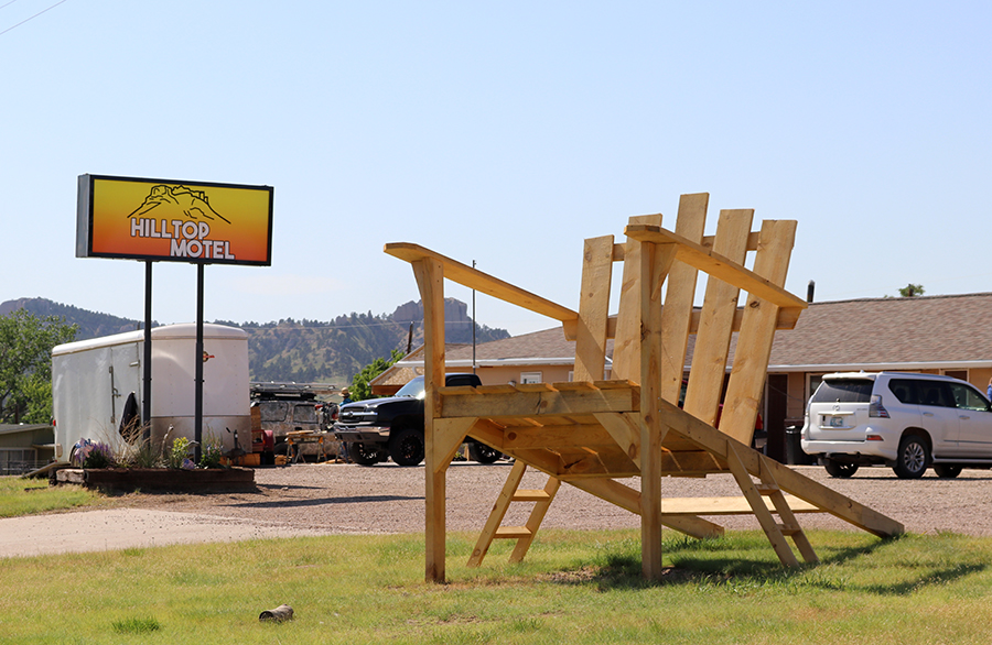 Chair outside Hilltop Motel