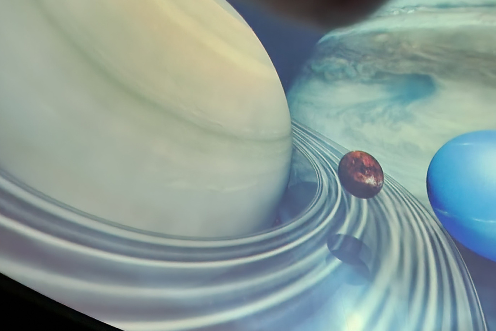 A mural of planets.