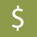 A green square with a dollar sign