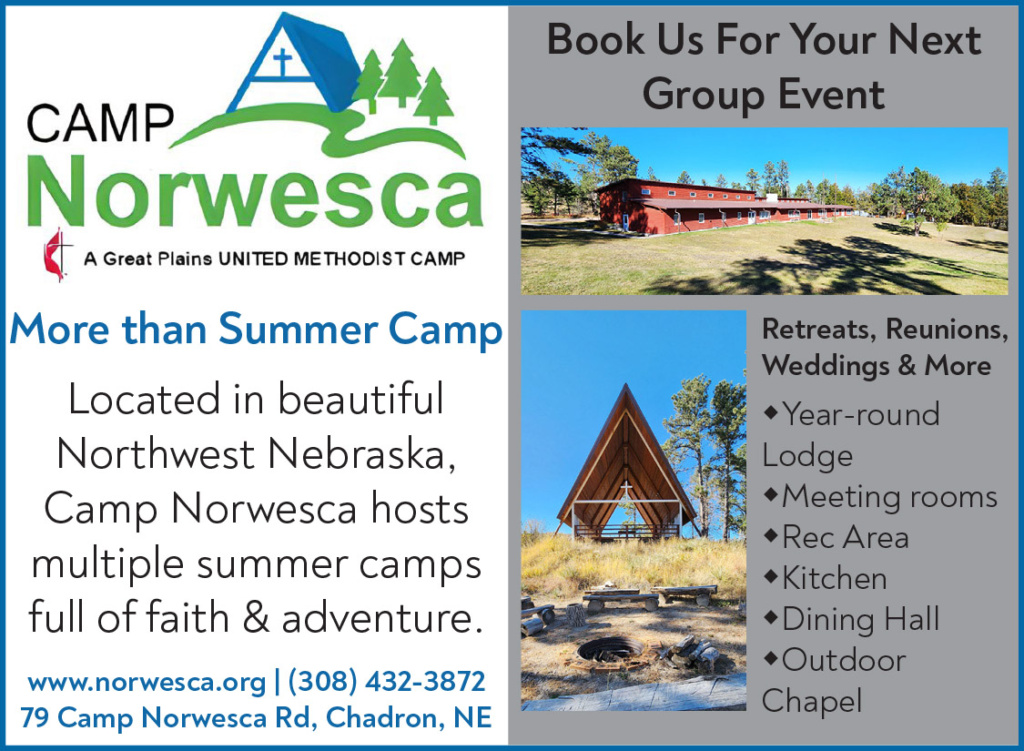 Ad for Camp Norwesca in Chadron, NE. Visit https://www.norwesca.org/ for more information.
