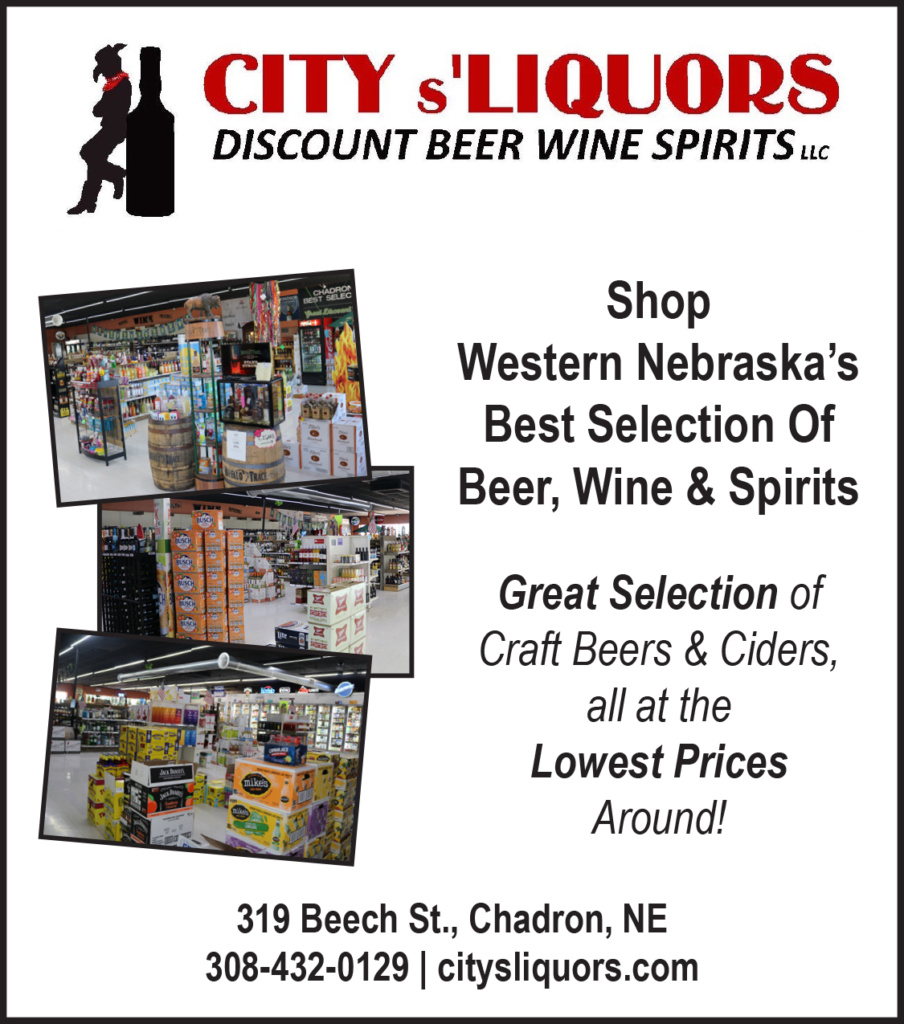 Ad for City s'Liquors in Chadron, NE. Visit https://citysliquors.com/ for more information.
