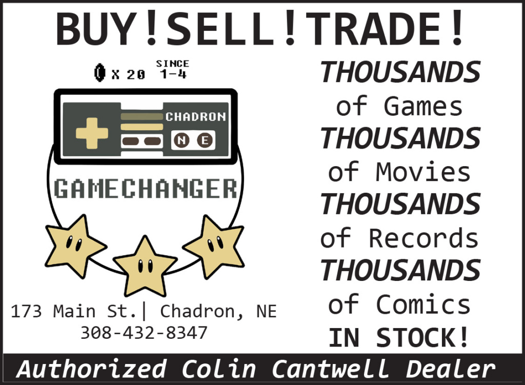 Ad for Game Changer in Chadron, NE. Follow at https://www.facebook.com/gamechanger.store for more information.