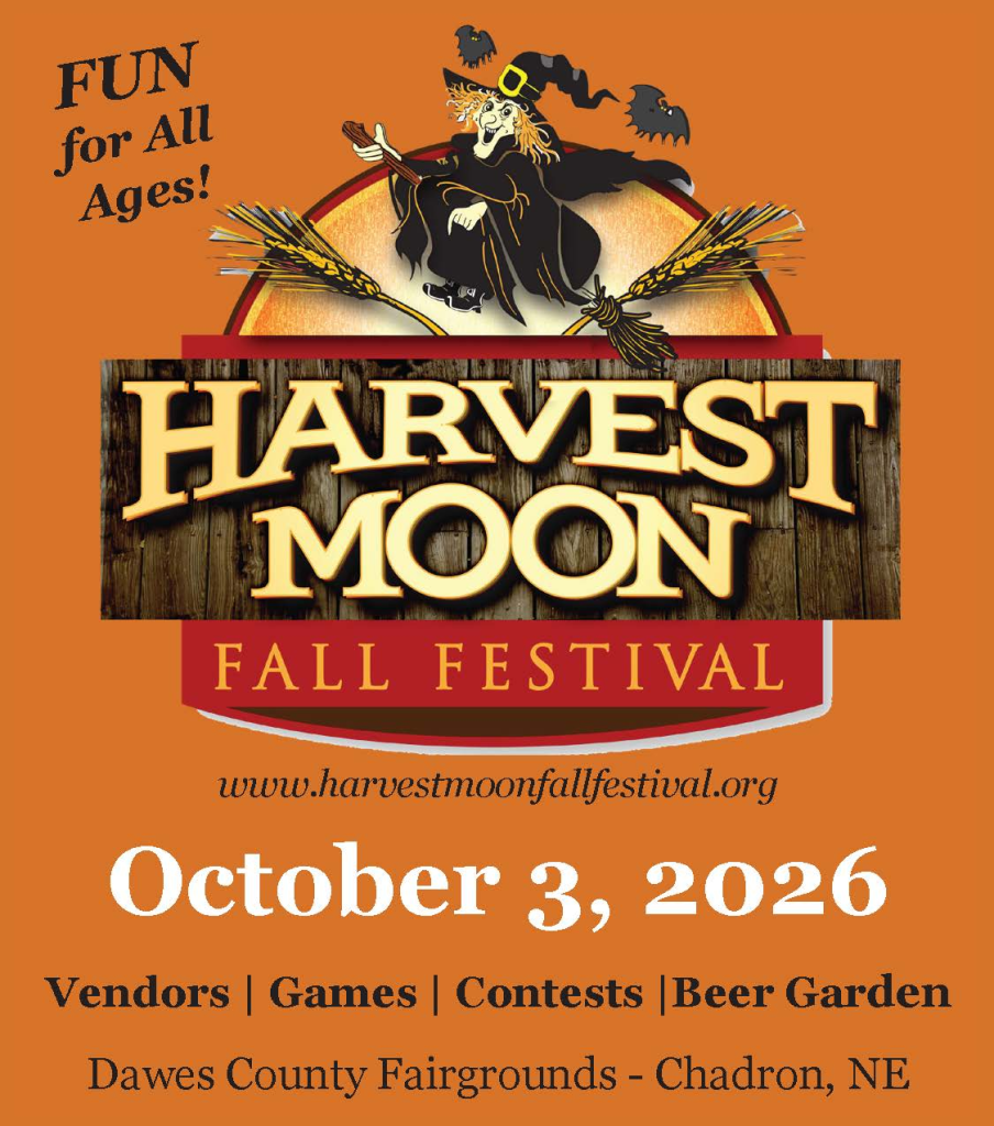 Ad for the Harvest Moon Fall Festival in Chadron, NE. Visit https://www.harvestmoonfallfestival.org/ for more information.