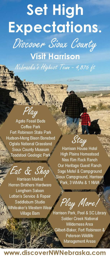 Ad for the Sioux County Travel Board. Visit discovernwnebraska.com for more information.